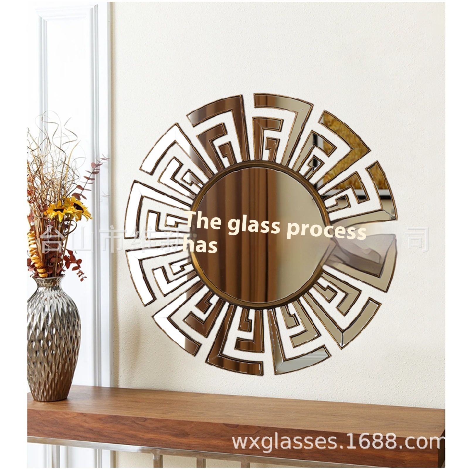 Venetian Hanging Mirror, Decorative Wall Mirror, Glass Furniture, Entrance Hall Mirror, Round Frame, Bathroom Wall Mirror, Neoclassical Direct Sale