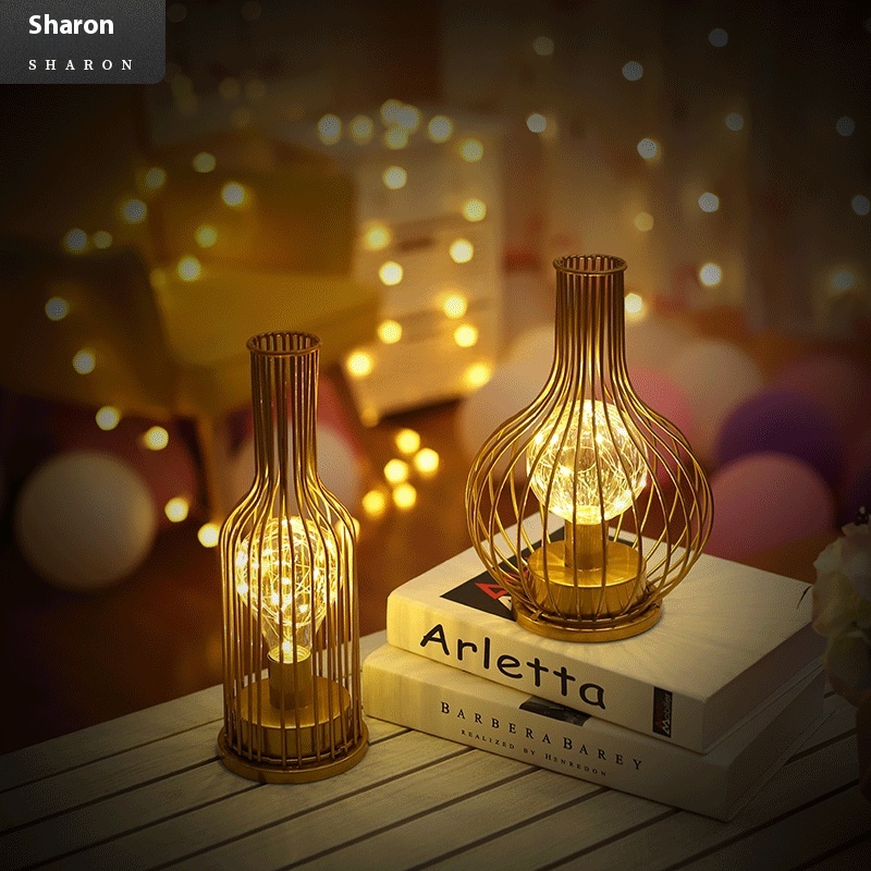 Iron Wine Glass Bottle Lamp Decoration Mini Copper Wire Shape Table Lamp Kettle Lamp Room Creative L E D Night Light String