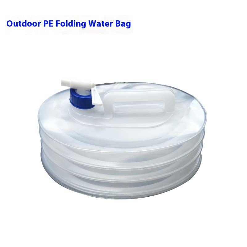 Outdoor Camping P E Bucket Portable Folding Water Bag With Lid Plastic Water Bag15 L