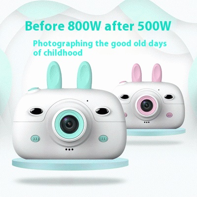 Children's Toy Cute Rabbit Camera Mini2.4-inch H D Polaroid Dual Lens12 M P