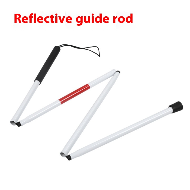 Folding Walking Crutches Blind Cane Adjustable Ultra-light Hand Blind Crutches Reflective Guide Stick