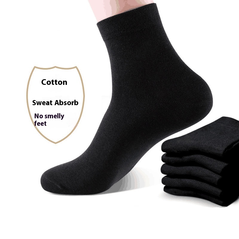 Socks Men's Business Mid-calf Socks Autumn And Winter Thick Cotton Socks Sweat-absorbent Long-tube Breathable Men's Cotton Socks For All Seasons