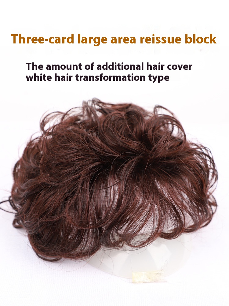 Wig For Women With Full Real Hair, Invisible Cover For White Hair, Short Curly Hair, Fluffy Natural Top Curly Hair Piece For Women