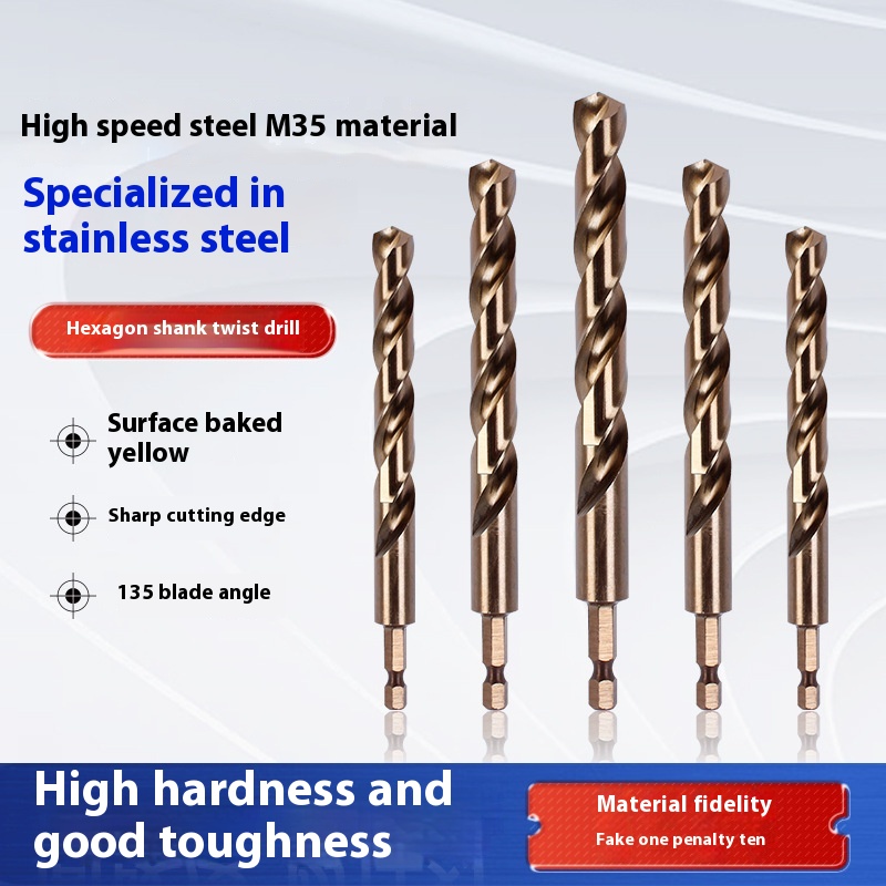 Hexagonal Handle Twist Drill Bit High Hardness Metal Stainless Steel Hole Opener M35 Cobalt Twist Drill Bit
