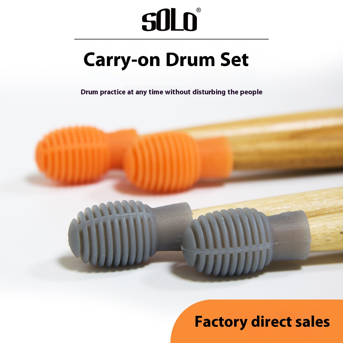 S O L O Direct Elimination Drum Stick Silicone Head Portable Drum Practice Drum Set Electronic Drum Silent Head Dumb Drum Practice Drum Head