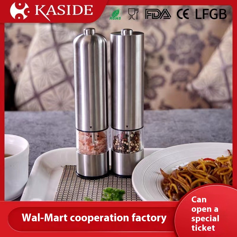 Stainless Steel Electric Black Pepper Mill Creative Outdoor Household Rose Salt Grinder