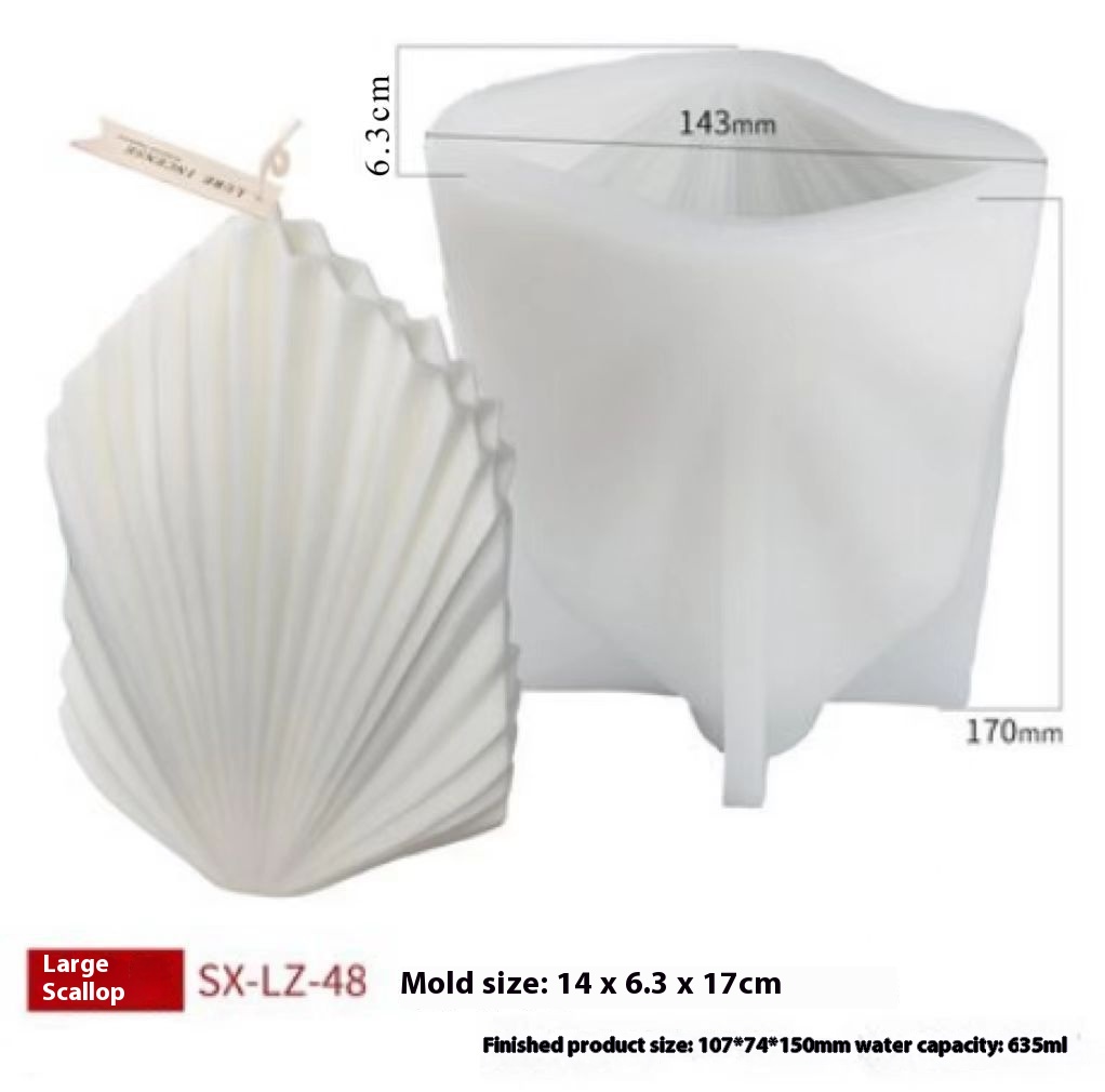 Large Scallop Silicone Mold Origami Cattail Leaf Aromatherapy Candle Ornaments Cake Silicone Mold - 4