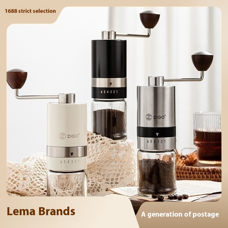 家用手动不锈钢咖啡豆磨粉机厨房咖啡用具手摇磨豆机研磨器礼品