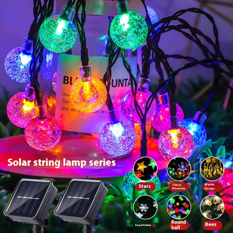 Customizable Solar L E D Water Drop Holiday Decoration Outdoor Colored Lights Ball Light String Garden Waterproof Lights - 2