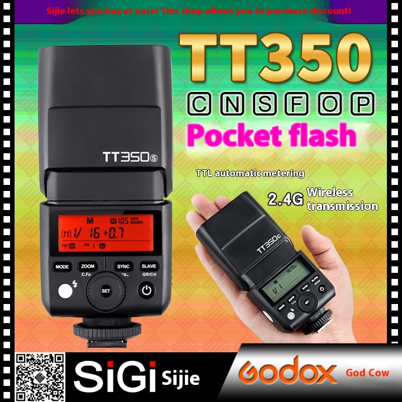 G O D O X T T350 C/ N/ S/ O/ P/ F/flash Mirrorless Camera T T L High-speed Synchronization Small Camera Top