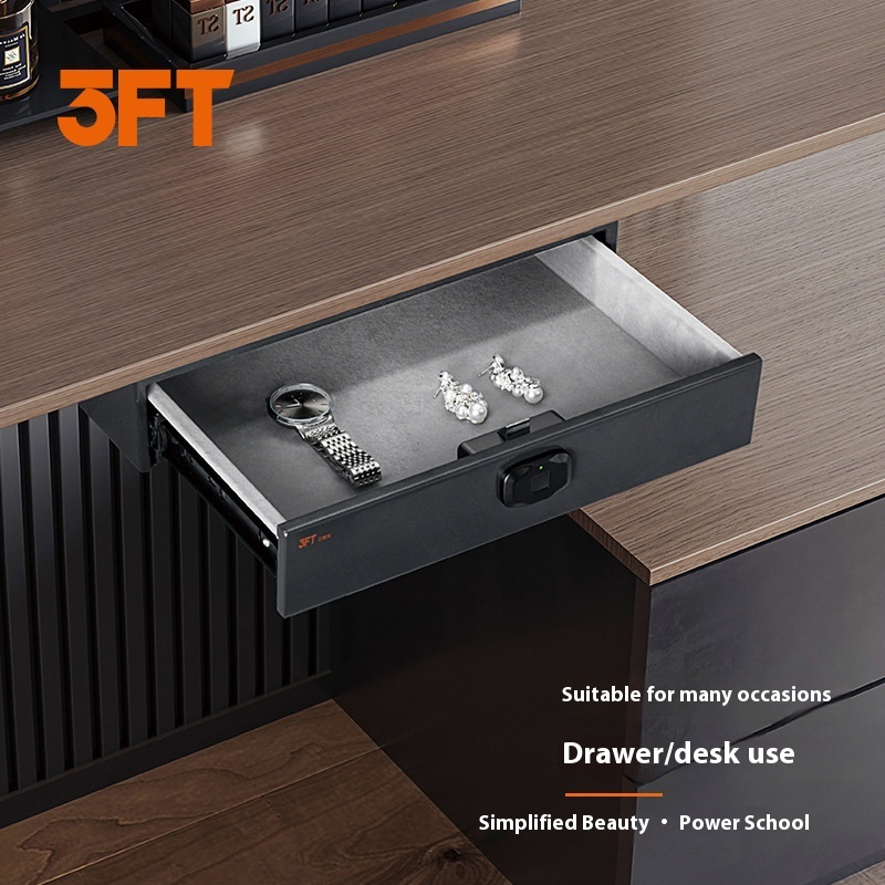 Three-axe Small Smart Storage Drawer Fingerprint Model Black Drawer Safe Home Wardrobe Anti-theft Drawer Cabinet
