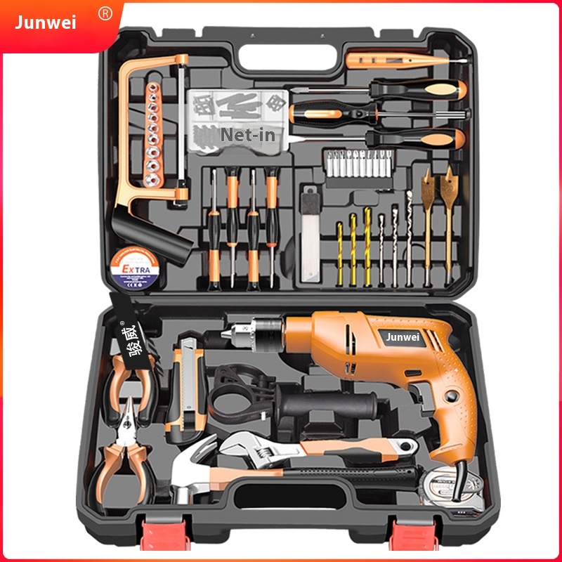 Junwei Hardware Tools Home Repair Power Tool Set Small Hardware Tool Box Hand Electric Drill