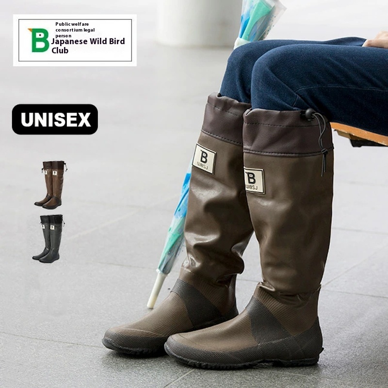 Rain Boots Women's Natural Rubber Rain Boots Wild Bird Association Comfortable Waterproof Boots Outdoor Non-slip Rubber Boots Wbsj Water Shoes In Stock - 3