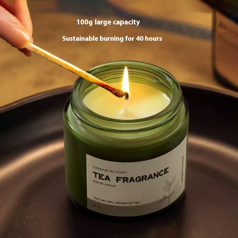 Dark Green Bottle Aromatherapy Candle Bedroom Romantic Fragrance Niche Home Essential Oil Incense Soy Wax Smokeless - 3