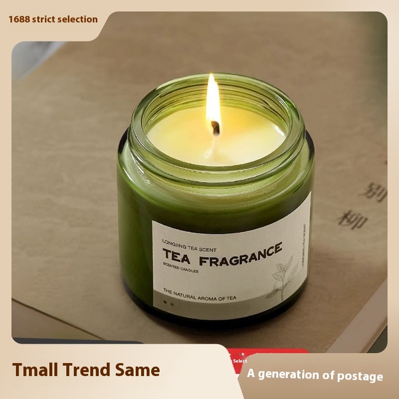 Dark Green Bottle Aromatherapy Candle Bedroom Romantic Fragrance Niche Home Essential Oil Incense Soy Wax Smokeless - 1