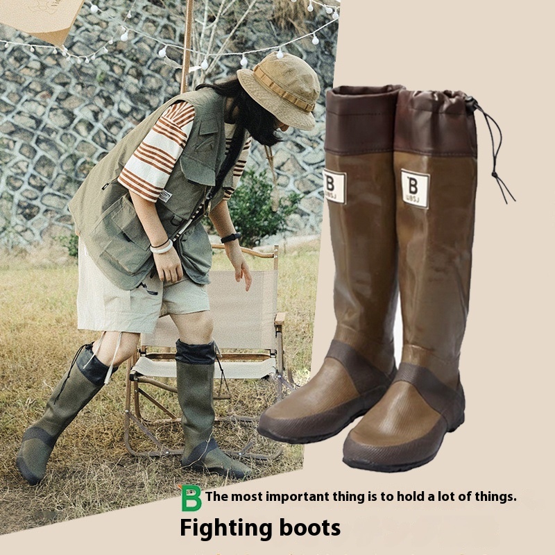 Rain Boots Women's Natural Rubber Rain Boots Wild Bird Association Comfortable Waterproof Boots Outdoor Non-slip Rubber Boots Wbsj Water Shoes In Stock - 1