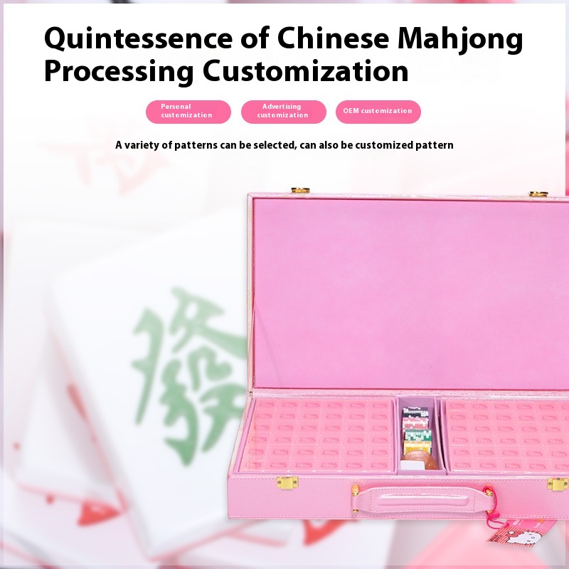 Acrylic Mahjong Pink Hello Kitty Hand-rolled Mahjong Tiles Cute Cartoon Mahjong 34mm Processed Mahjong