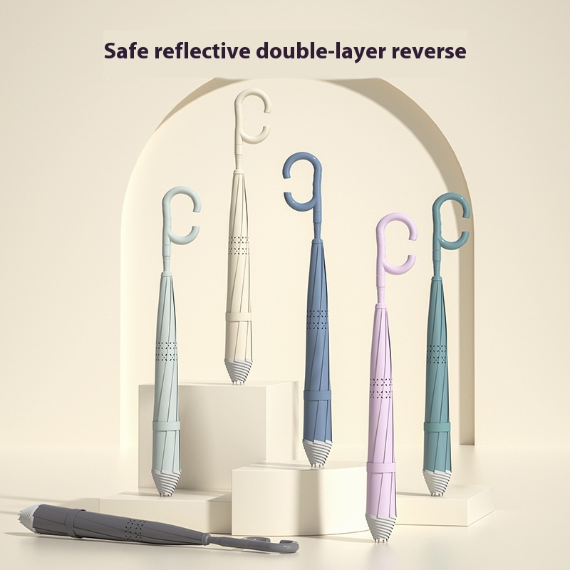 Car Double Layer Reverse Umbrella Women's Large Size Car Men's Sunny And Rainy Dual-use Fully Automatic Long Handle Umbrella Double Straight Umbrella