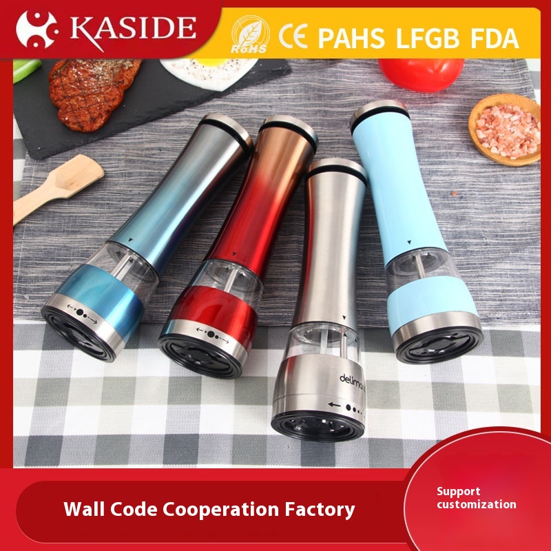 Stainless Steel Ceramic Grinding Core Pepper Mill Household Electric Grinding Bottle German Sea Salt L E D Light Grinder