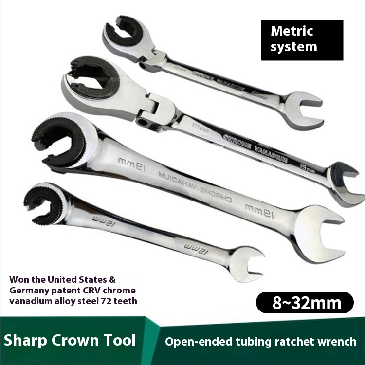 Rotatable Open Oil Pipe Ratchet Wrench Plum Blossom Wrench Universal Bayonet Fast Ratchet Open Dual Purpose Wrench
