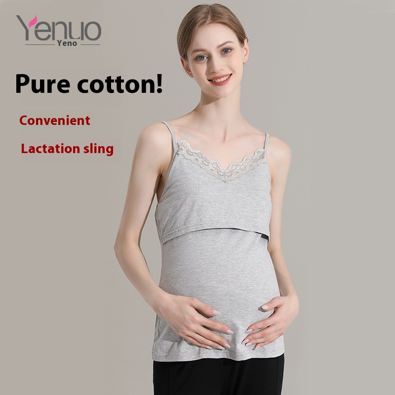 Yenuo Maternity Camisole Nursing Vest Pure Cotton Postpartum Nursing Clothes Autumn And Winter Bottoming Shirt Maternity Clothes Tops For Shipping