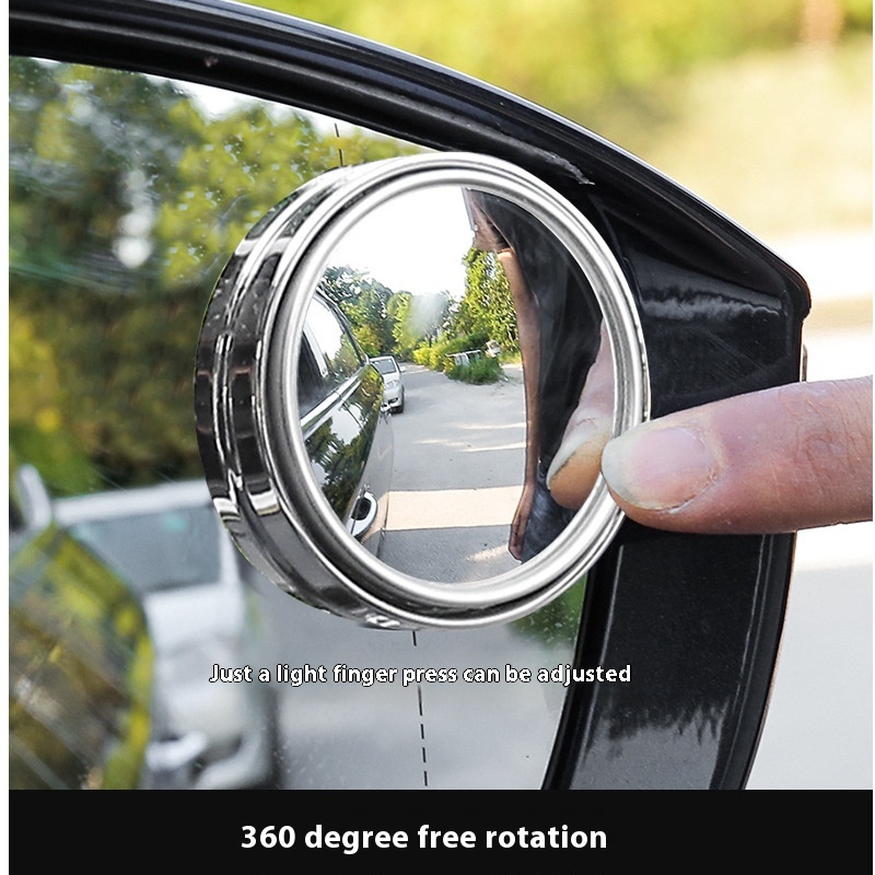 360-degree Rotating Push-type Car Small Round Mirror Rearview Mirror Large Field Of View Reversing Mirror Blind Mirror Singletallation