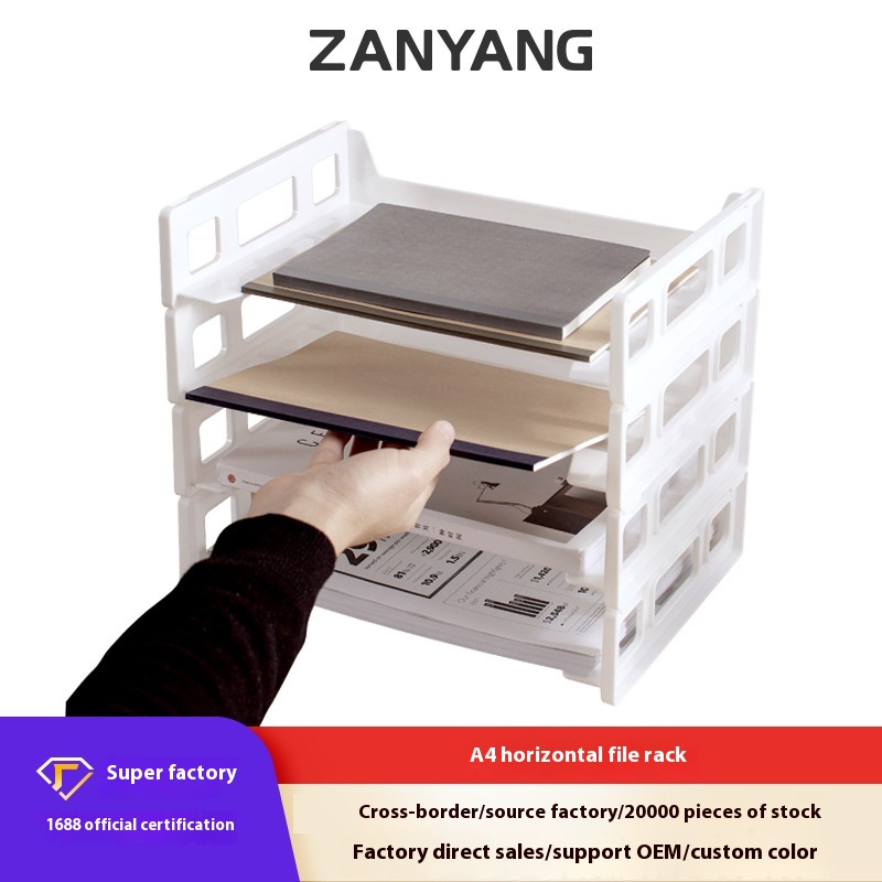 A4 Desktop File Storage Rack Office Desktop Bookshelf Multi-layer Stacked File Rack Storage Information Rack