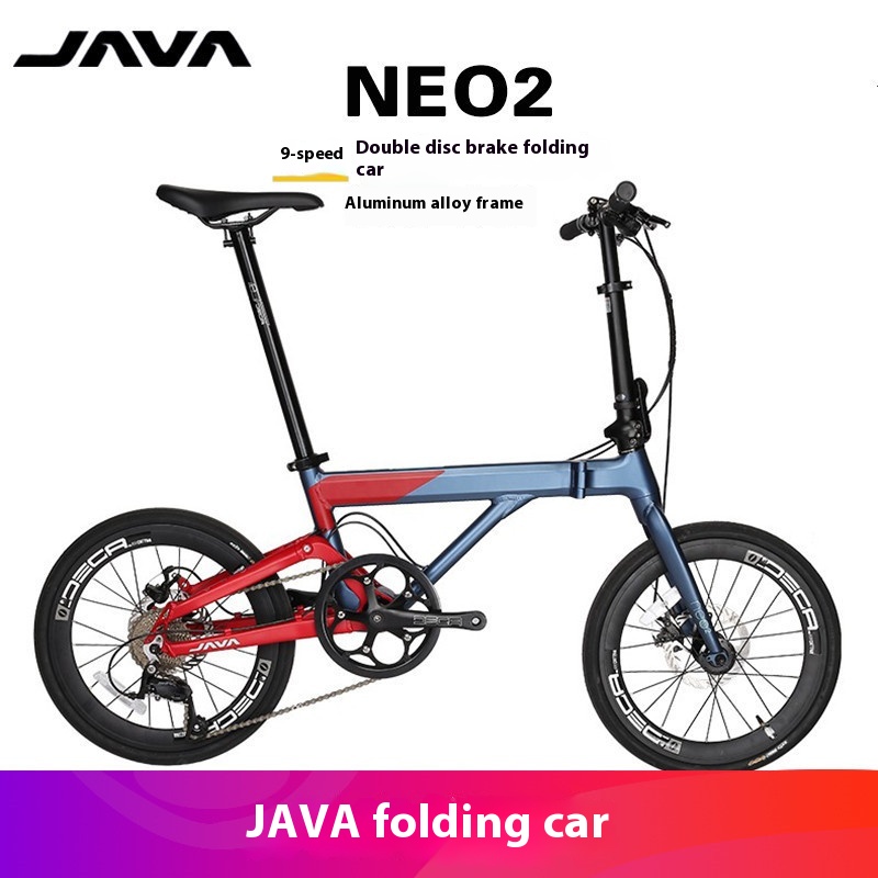 J A V A Jiawo Folding Bicycle Aluminum Alloy Front And Rear Disc Brake N E O2-9 Men's And Women's Double Folding Commuter Transmission Bicycle
