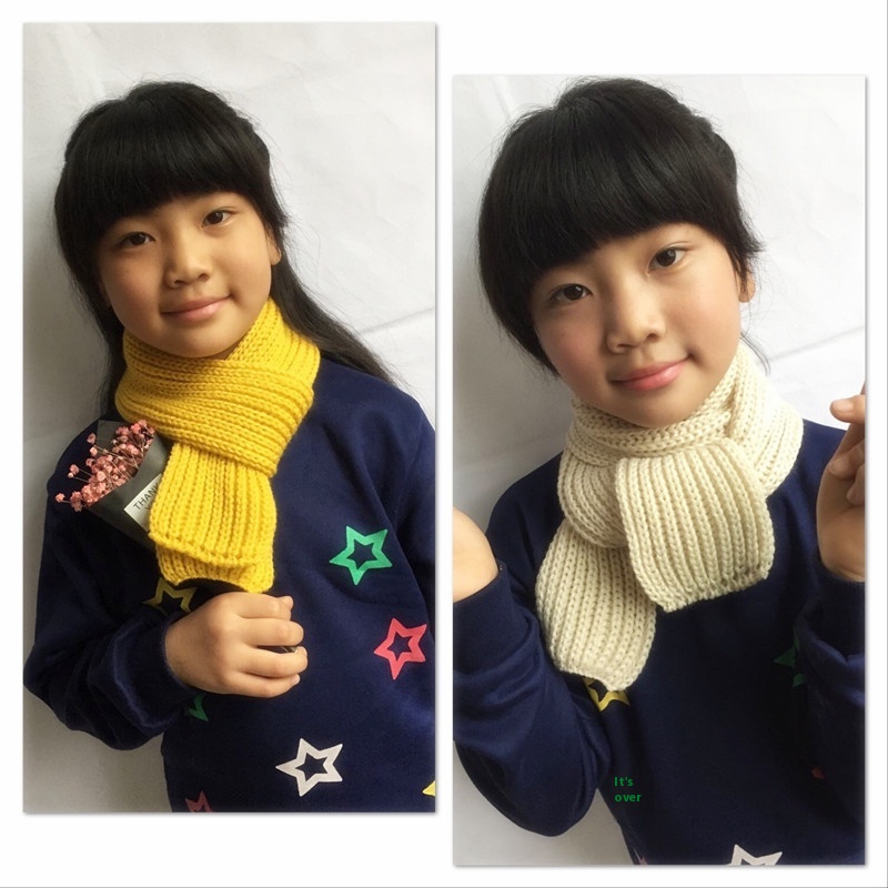 Autumn And Winter Korean Version Solid Color Knitted Wool Children's Scarf Thickened And Warm For Male And Female Babies All-match Scarf