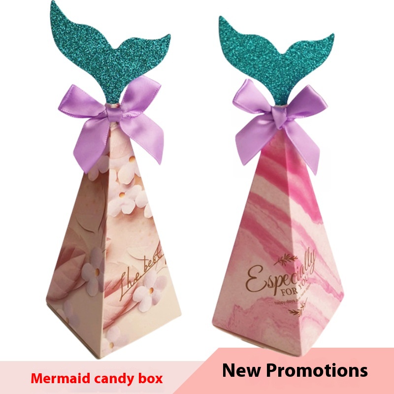 50-pack Wedding Candy Box European Style Wedding Mermaid Candy Packaging Box Triangle Party Wedding Candy Box