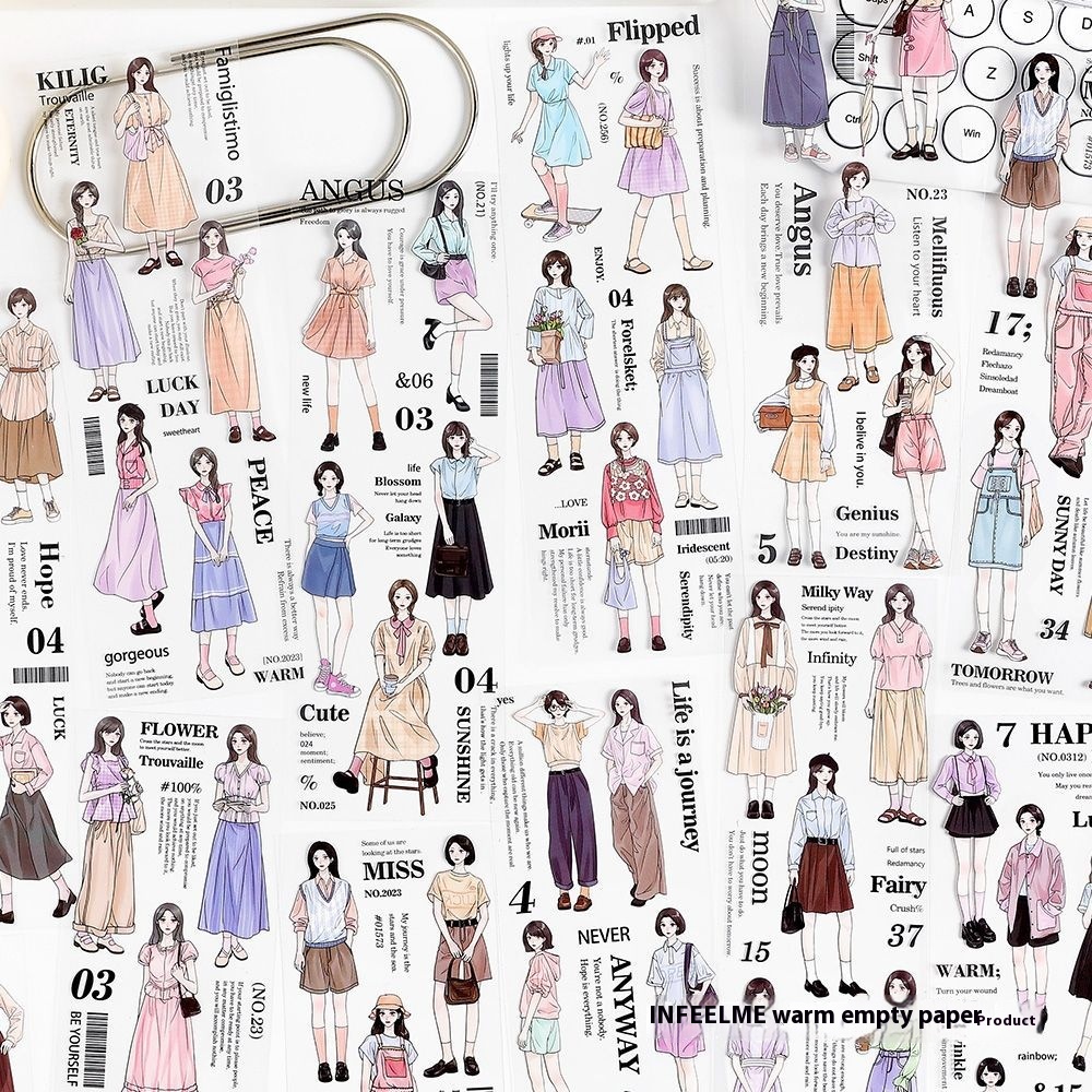 Infeel. Me P E T Segmented Tape You Are The Beauty Of The World Series4 Types Of Cartoon Character Wear Pocket Stickers