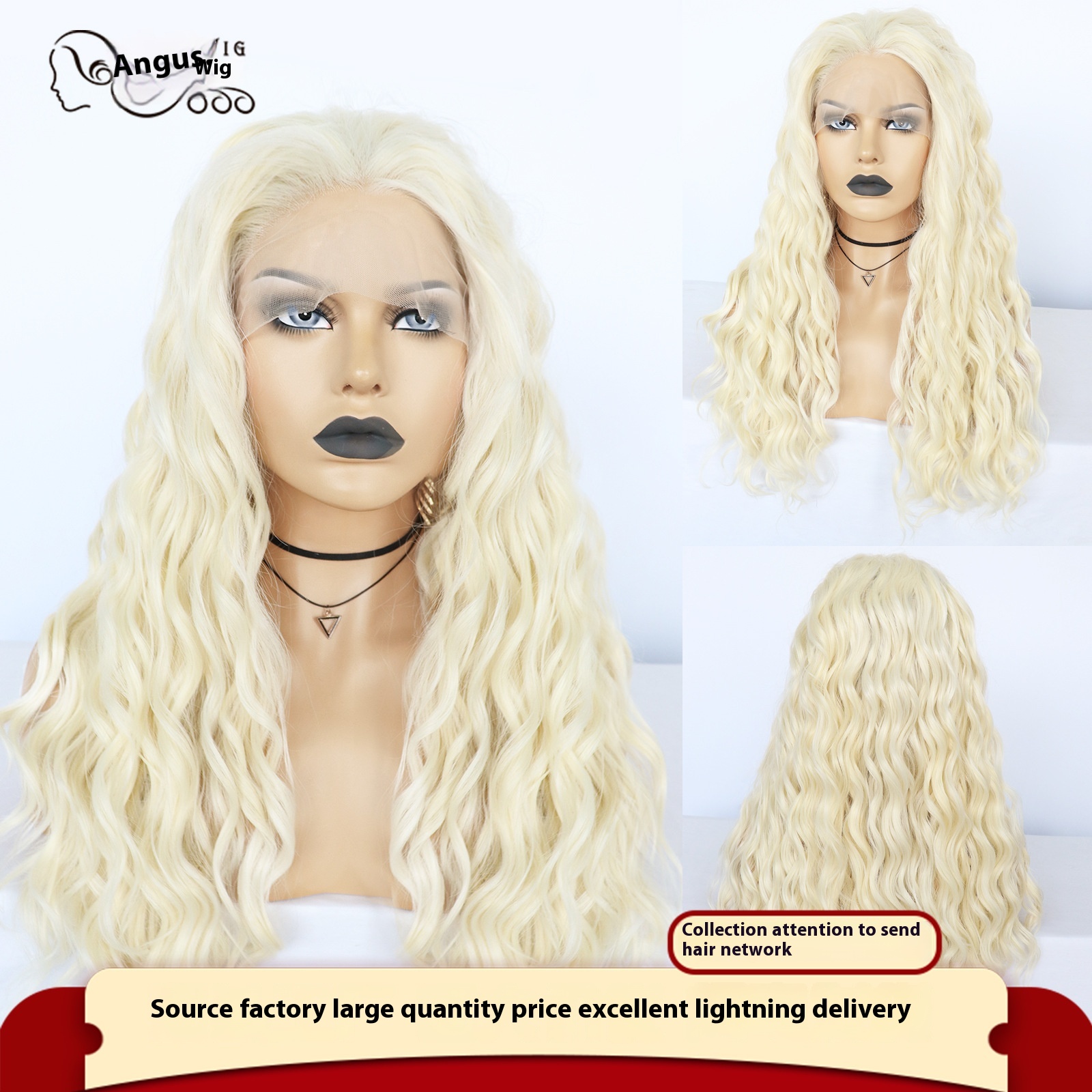 Wig Women's Chemical Fiber Wig13*2.5 Front Lace European And American Beige Small Curly Hair Wig Hair In Stock