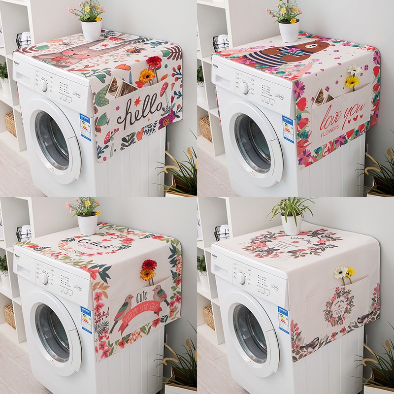 Popular Washing Machine Cover Refrigerator Dust Cover Sun Protection Waterproof Cloth Cotton And Linen Cover Towel Microwave Oven Cover Cloth