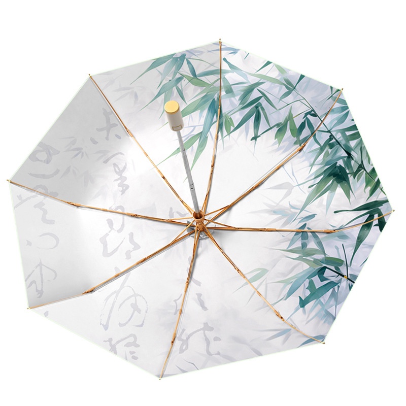 Double-layer Automatic Gold Pole Folding Umbrella Sunshade Umbrella Color Glue Anti-ultraviolet Dual-use In Sunny And Rainy Days