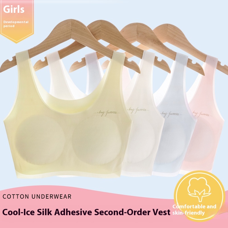 Girls' Traceless Underwear For Junior High School Girls And Older Children's Vests During Development Period, Adolescent And High School Bras