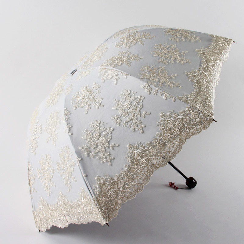 Double-layer Palace Style Double-layer Embroidered Lace Umbrella Princess Umbrella Handbag Parasol