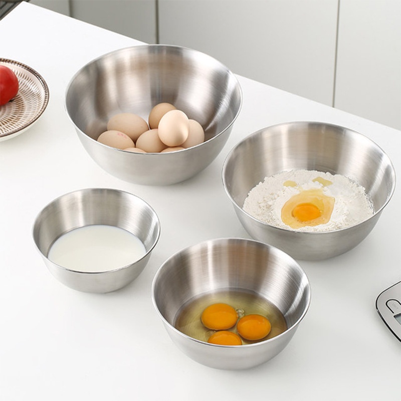 Food-grade304 Stainless Steel Egg-beating Basin Baking Basin Salad Bowl16-24cm Four-piece Japanese Tableware