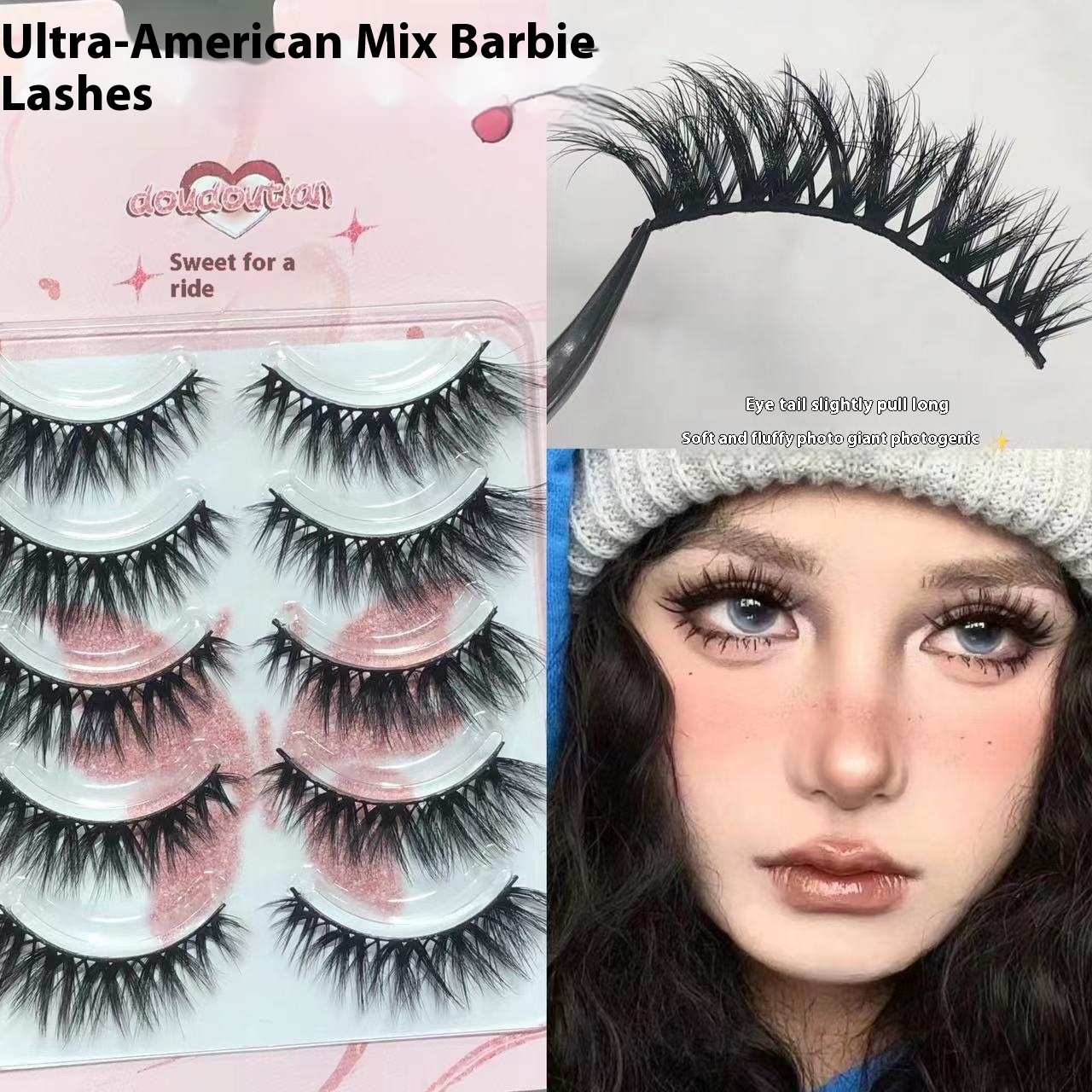 Doudou Sweet Super American Asian Mixed-race False Eyelashes Pure Wild Makeup Furry Hot Girl Smoky Makeup Upper Eyelashes