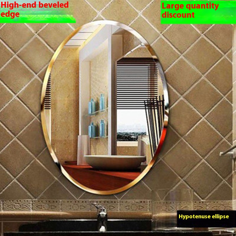 Beauty European Oval Mirror Bathroom Mirror Wall Hanging Paste Bathroom Toilet Makeup Mirror Toilet
