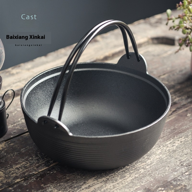 Thick Cast Iron Stew Pot, Japanese Stew Pot, Uncoated Household Pot, Picnic Pot, Frying, Frying And Stewing, Dropshipping