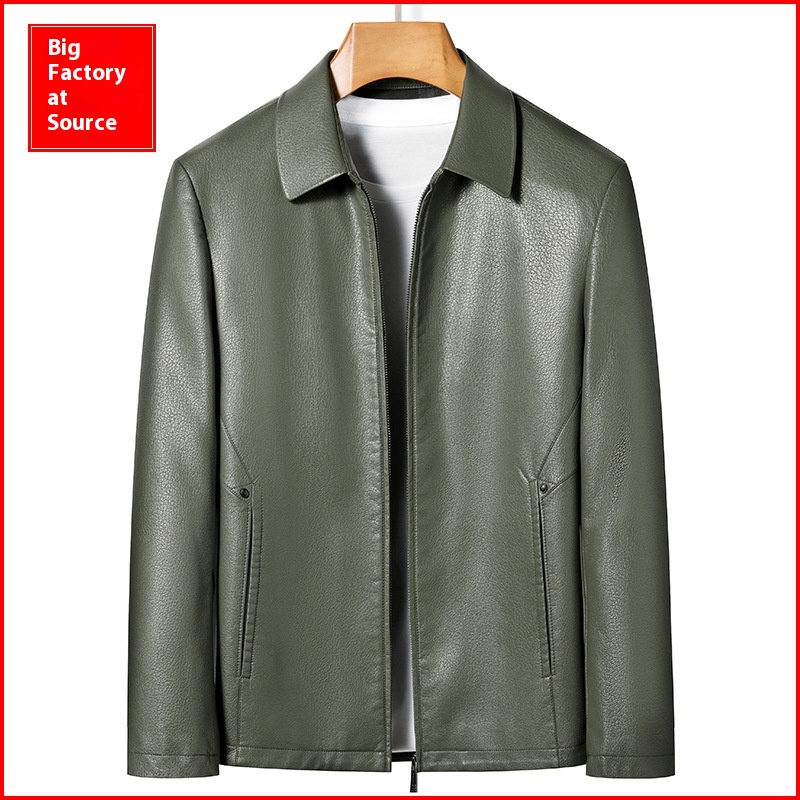 Inobani| Autumn And Winter Popular Men's Lapel Ecological Genuine Leather Jacket Leather Jacket For Men| Thickness Optional2260