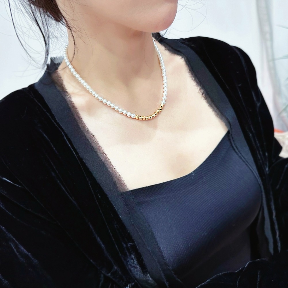 时尚流行珍珠项链气质淑女颈链正圆高级复古锁骨链89212 - 3