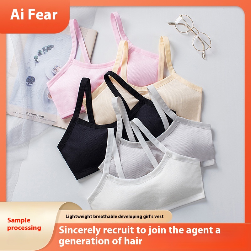Girls' Bras, Middle School Students' Development Period Underwear, Middle And High School Girls' Tank Tops And Suspender Bras Without Steel Rings, Comfortable And Breathable