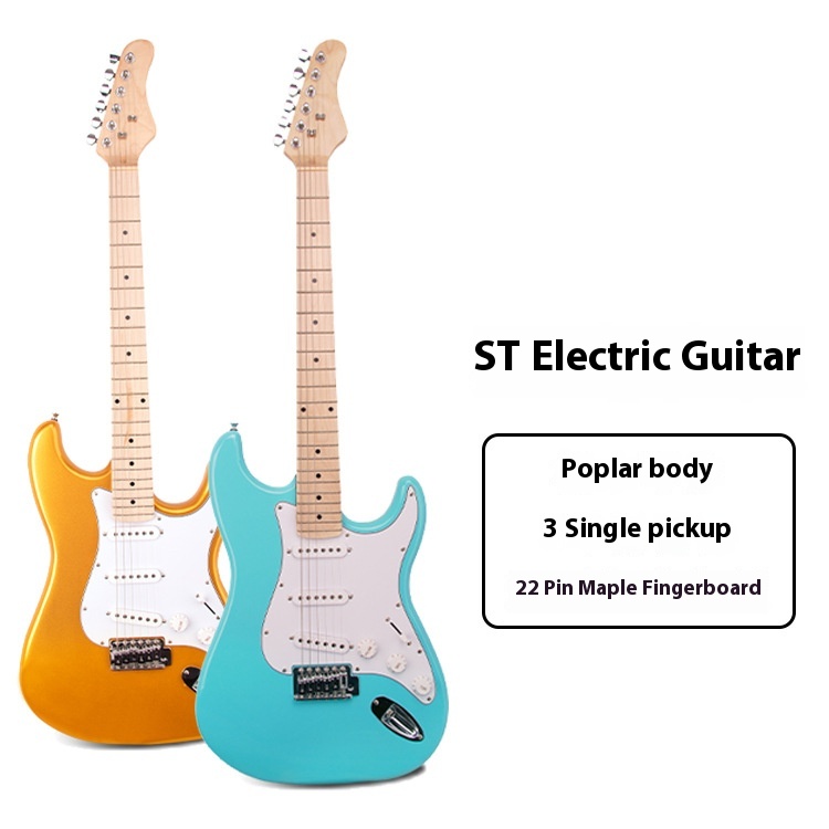 [ Dropshipping] Beginner Electric Guitar With3 Single Pickups, Glossy Metal Paint, Solid Wood, Alder Wood Material