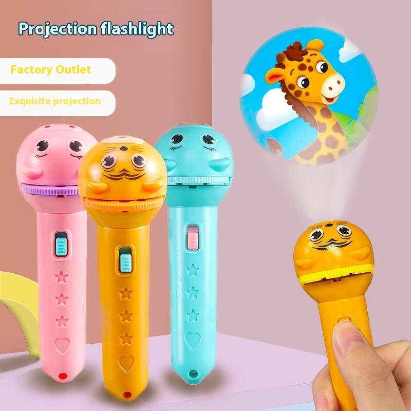 Children's Toys Mini Projector Flashlight Story Machine Street Stall Girl Boy Projector Lamp Glowing Push Gift