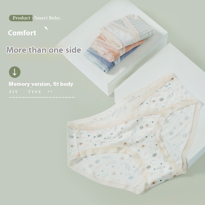 Cross V-shaped Women's Maternity Underwear Belly Supporting Cotton Crotch Printed60 Count Modal Lace Breathable Underwear For Women