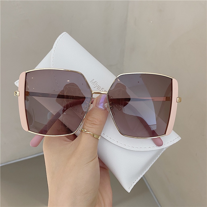 High-quality Fashionable Sunglasses For Women, High-end Color-blocked, Frameless, Exquisite Large-frame Sunglasses