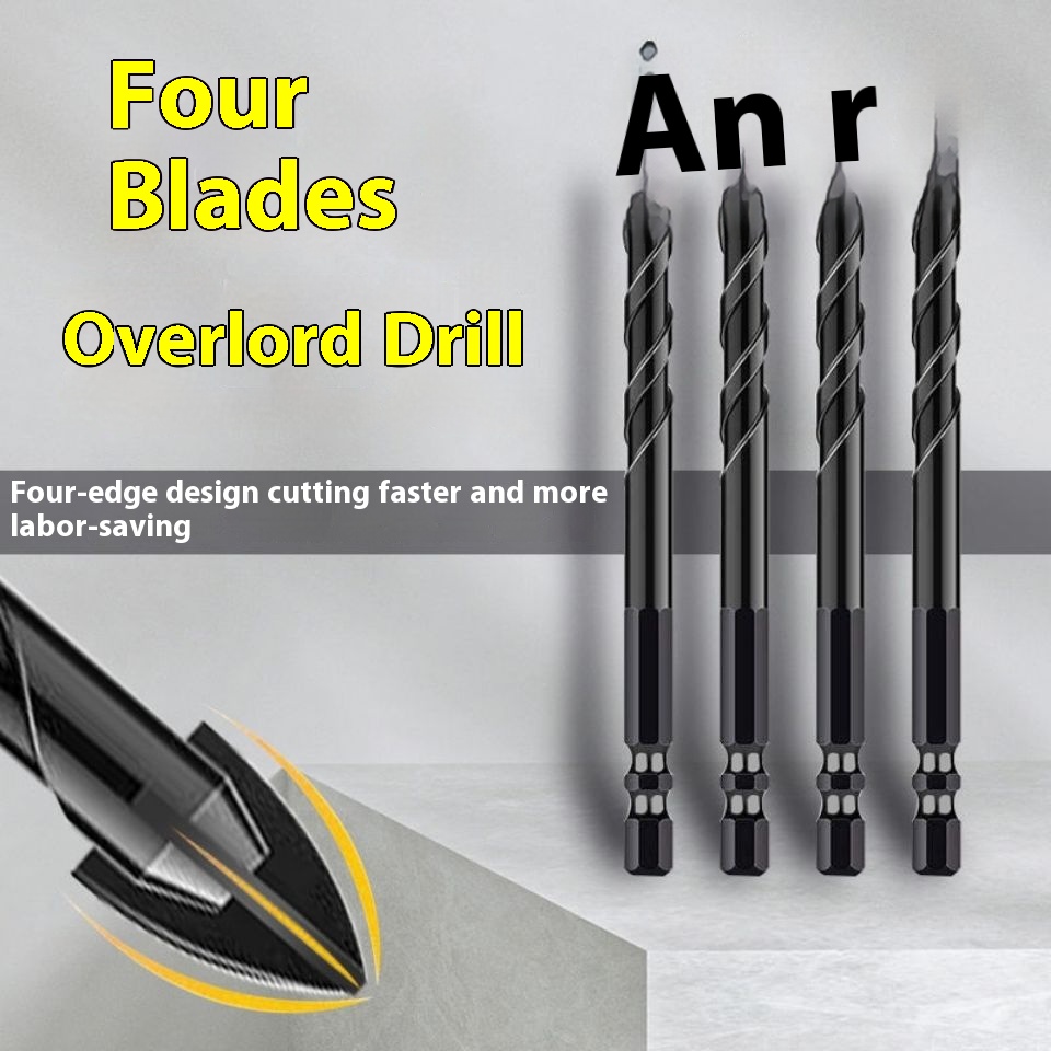 Cross Four-edged Alloy Tile Drill Bit Hole Opener For Drilling Concrete Triangle Drill Ceramic Drill Overlord Hexagonal Handle