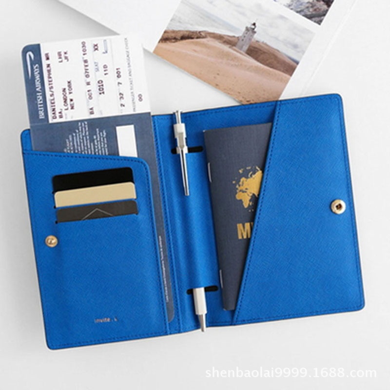 Korean Korean Version Multifunctional Passport Bag For Men And Women, Imitation Leather Contrast Color Document Bag Order