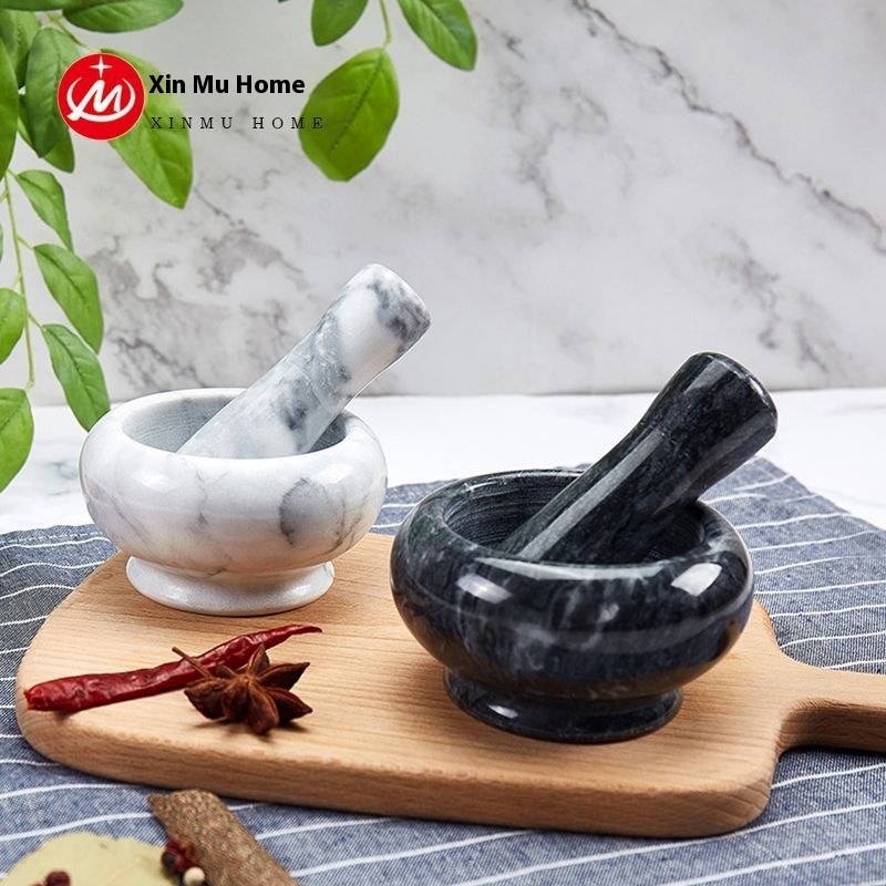 Creative Small Marble Garlic Pounder Manual Mini Grinder Stone Garlic Mortar Garlic Paste Bowl Kitchen Ornaments